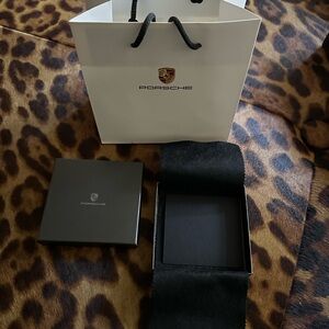 Porsche white Gift Bag with Logo And Black Gift Box with Logo and cloth lining